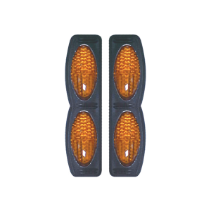 OLHO DE GATO LUMINOSO DUPLO COM BASE PRETA LARANJA