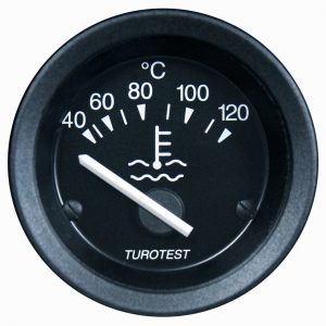 INDICADOR ELÉTRICO TEMPERATURA 52MM 40º/120ºC 12V ILUMINAÇÃO VERDE ARO EXTERNO PRETO