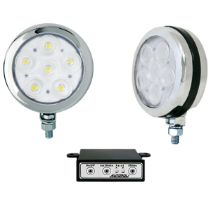 KIT FAROL AUX ILUMI COM 6 LEDS AZUL 3 EM 1 12V CROMADO