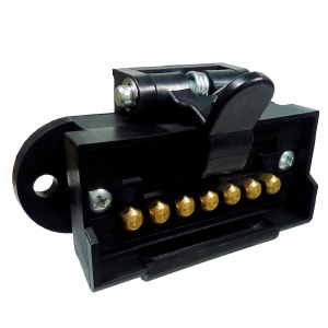 TOMADA ELÉTRICA PARA ENGATE RETANGULAR 7 POLOS FÊMEA FIXA NYLON PRETO