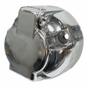 TOMADA ELÉTRICA PARA ENGATE REDONDA 6 POLOS FÊMEA PLÁSTICO CROMADO 12 A 24V