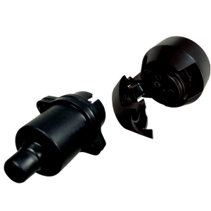 TOMADA ELÉTRICA PARA ENGATE REDONDA 6 POLOS COMPLETA NYLON PRETO 12 A 24V