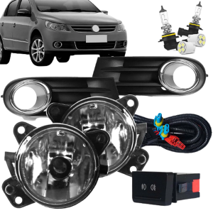 KIT FAROL MILHA GOL VOYAGE SAVEIRO GV APÓS 2009 MOLDURA CROMADA INTERRUPTOR ORIGINAL