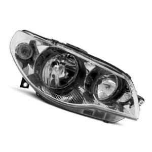 FAROL PRINCIPAL PALIO 2004 ATÉ 2007 CROMADO E PRETO CELEBRATION LADO DIREITO